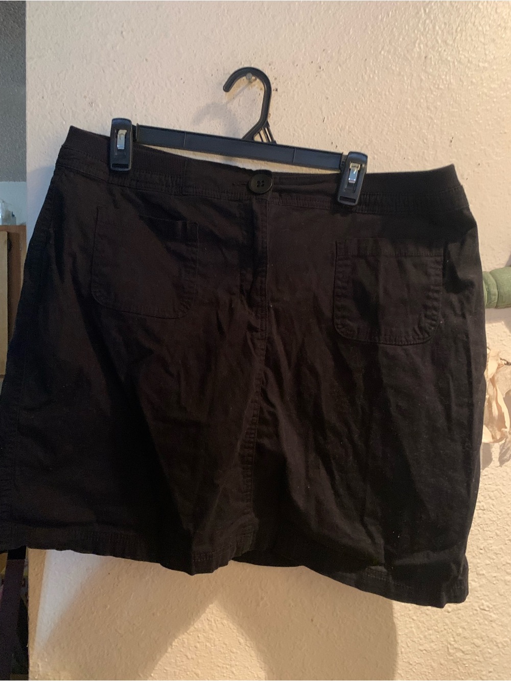 Karen Scott Black Cotton Blend Skort with Front Patch Pockets